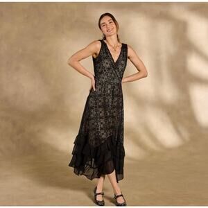 New Sundance Champs De Fleur Maxi Dress Whimsygoth Gown Black Lace XS